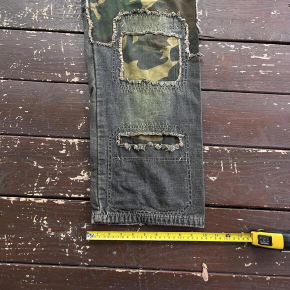 (34x32) Vintage 90s Y2K South Pole Style Camouflage Camo Patchwork Baggy Jeans - Picture 7 of 7